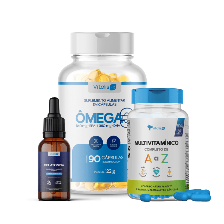 Kit Omega 3 + Multivitaminico + Melatonina - Vitalis Fit