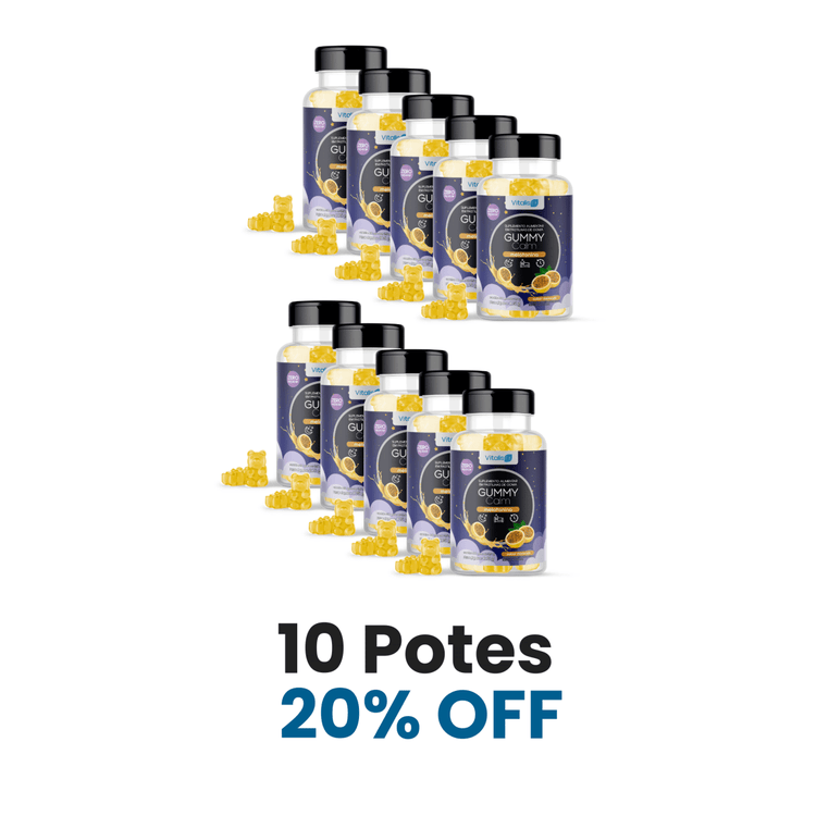 10 potes - Gummy Calm Melatonina Sabor Maracujá 105g - Vitalis Fit