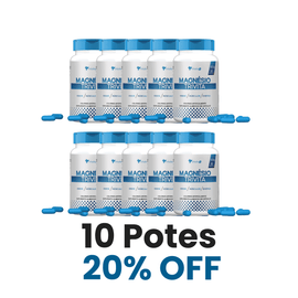 10 potes - Magnésio Quelato, Dimalato e Taurato 60 Caps - Vitalis Fit