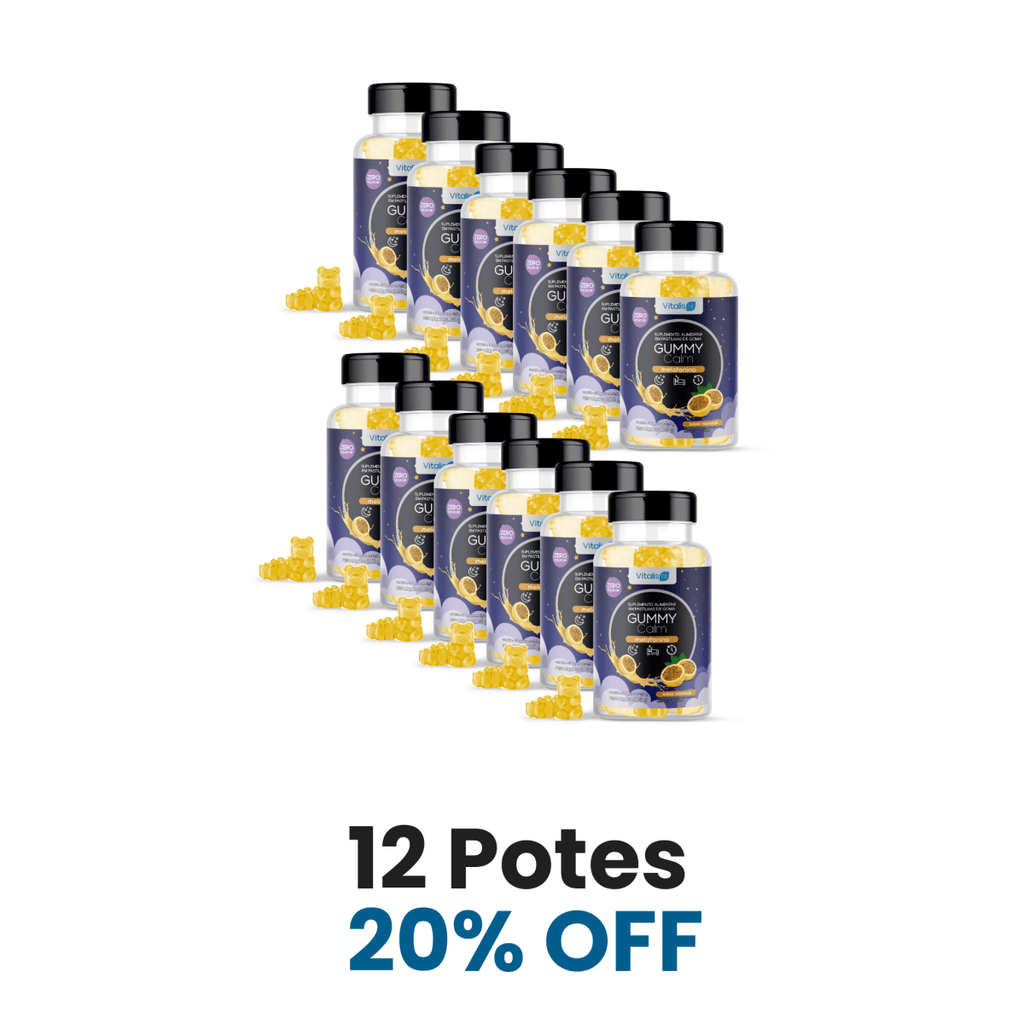 12 potes - Gummy Calm Melatonina Sabor Maracujá 105g - Vitalis Fit