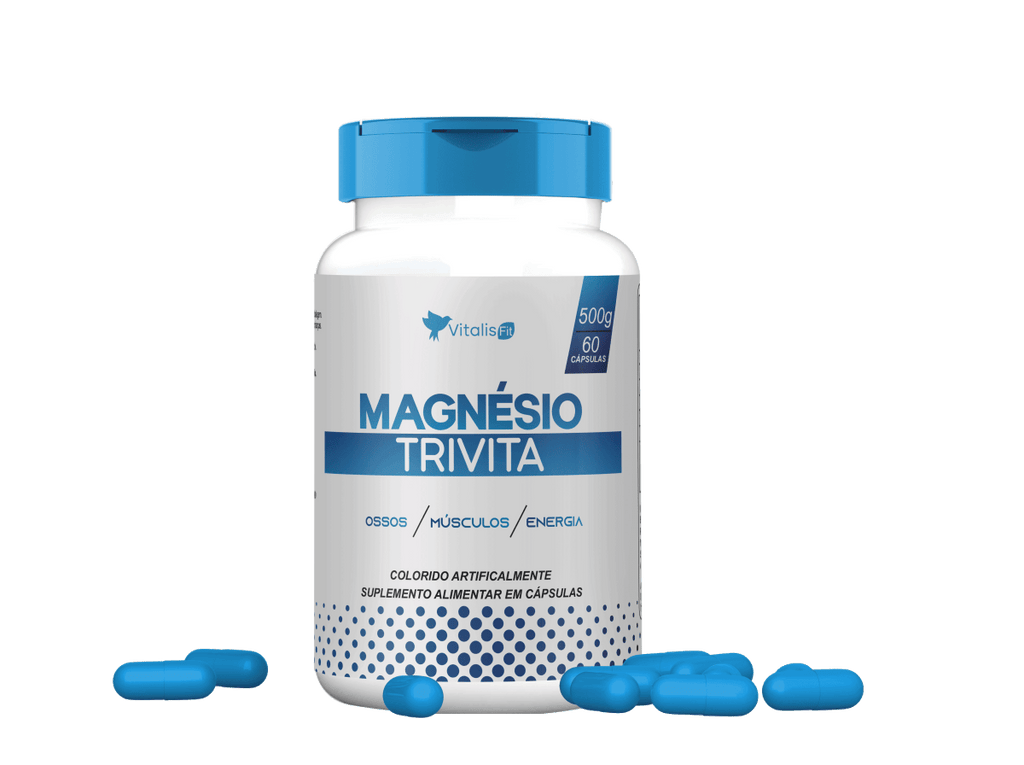 12 potes - Magnésio Quelato, Dimalato e Taurato 60 Caps - Vitalis Fit