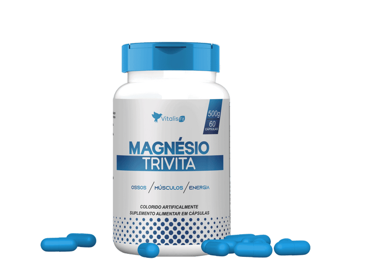 12 potes - Magnésio Quelato, Dimalato e Taurato 60 Caps - Vitalis Fit