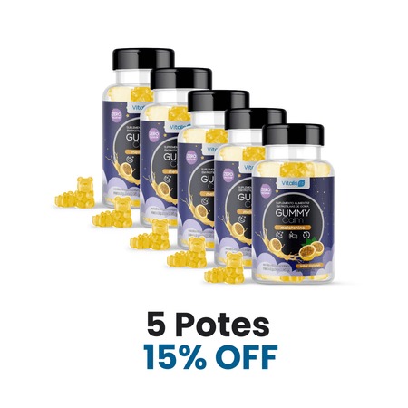 5 potes - Gummy Calm Melatonina Sabor Maracujá 105g - Vitalis Fit