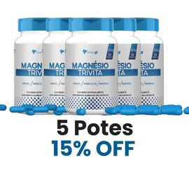 5 potes - Magnésio Dimalato, Taurato E Bisglicinato 60 Caps - Vitalis Fit